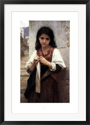 Framed Tricoteuse by William-Adolphe Bouguereau | 31 x 21