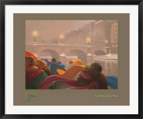 Framed Une Nuit au Pont Neuf by Claude Theberge | 23 5/8 x 31 1/2