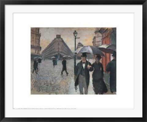 Framed Paris, a Rainy Day, 1877 by Gustave Caillebotte | 27 x 33