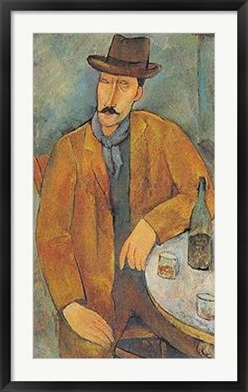 Framed Man with a Wine Glass by Amedeo Modigliani | 27 x 20