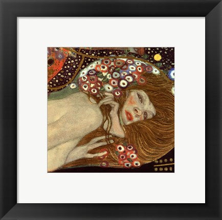 Framed Art Water Serpents II, c.1907 (detail of woman 2) by Gustav Klimt Wall Decor 18x24 Artwork