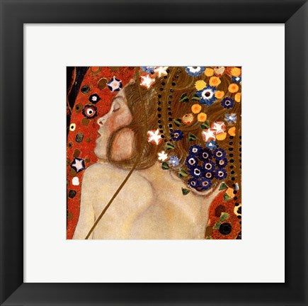 Framed Art Water Serpents II, c.1907 (detail of woman) by Gustav Klimt Wall Decor 18x24 Artwork