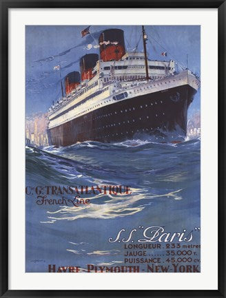 Framed Art S.S Paris by Albert Sebile Wall Decor 18x24 Artwork