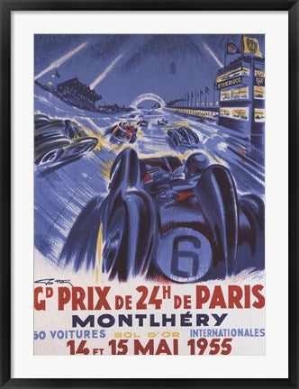 Framed Art Grand Prix De Montlhery by George Ham Wall Decor 18x24 Artwork