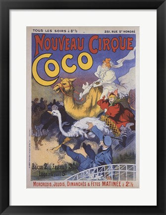 Framed Art Nouveau Cirque Coco Wall Decor 18x24 Artwork