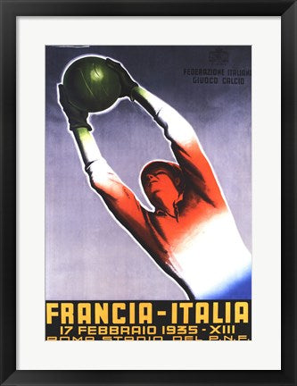 Framed Art Frame Art Francia Italia Foot Ball 1935 by T Corbella Wall Decor 18x24 Artwork