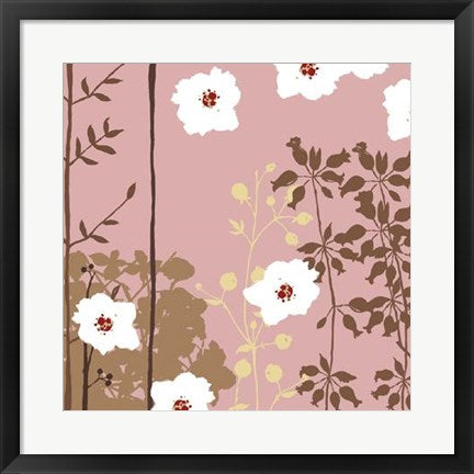 Framed Falling Blossoms I by Louise Anglicas | 19 3/4 x 19 3/4