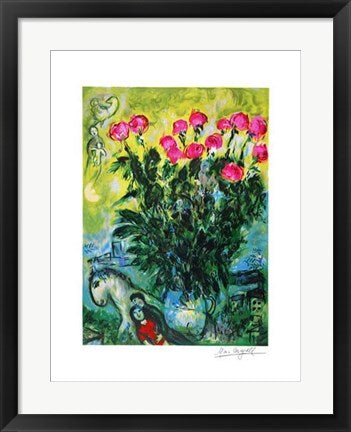 Marc Chagall Red Roses Les Roses by Marc Chagall | 24 x 18 Framed Art