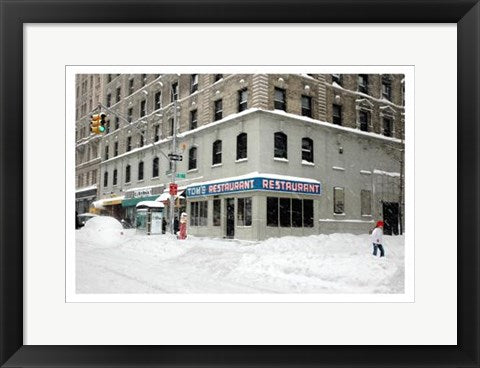 Framed Tom's Restaurant in Snow by Igor Maloratsky | 13 x 19