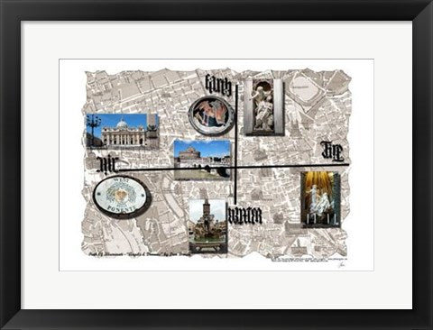 Framed MapAngels and Demons" by Igor Maloratsky | 13 x 19