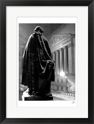 Framed George Washington Statue at Wall Street, Winter by Igor Maloratsky