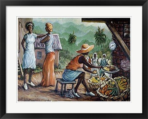 Framed Street Market by Orrett Oliver Francis | 19 x 25