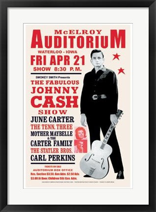 Framed Johnny Cash, Waterloo, Iowa, 1967 23 x 15