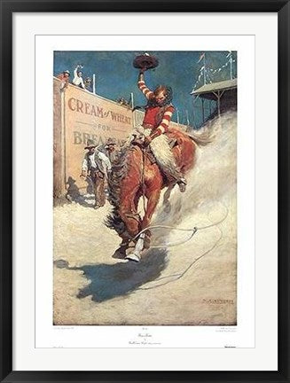 Framed Bronco Buster by N.C. Wyeth | 35 x 23
