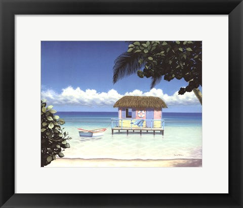 Framed Art Island Hut by Daniel Pollera | 11 x 15