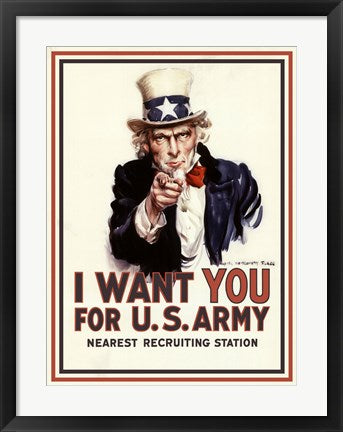 Framed I Want You by James Montgomery Flagg | 26 1/4 x 19 1/2