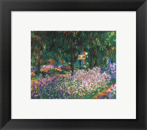 Framed Art The Artist's Garden at Giverny, c.1900 (green trees) by Claude Monet Wall Decor 18x24 Artwork