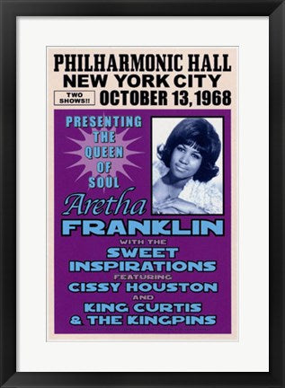 Framed Aretha Franklin, NYC, 1968 23 x 15
