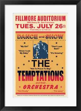 Framed The Temptations, Fillmore, 1966 23 x 15