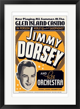 Framed Jimmy Dorsey: Glen Island Casino, 1936 24 x 17