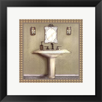 Framed Art Bathroom in Green III by Lenny Karcinell | 12 x 12