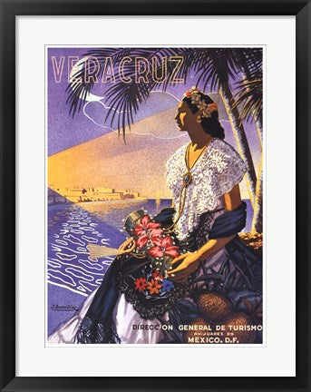 Framed Veracruz, Senora with Flowers 24 3/8 x 18
