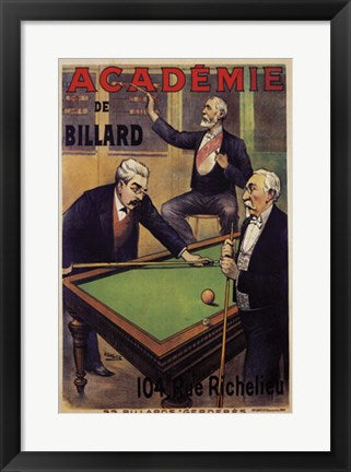 Framed Academie de Billard by A. Gallice | 20 1/2 x 14 1/2