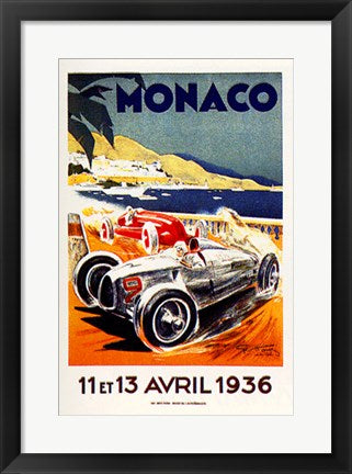 Framed Monaco, 1936 by Geo Ham | 20 1/2 x 14 1/2