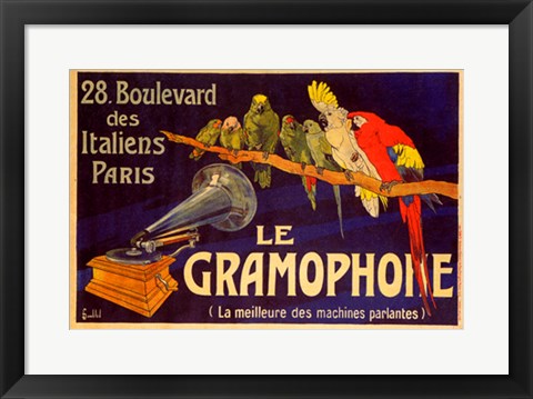 Framed Le Gramophone by Charles Bombled | 14 3/8 x 20 1/4