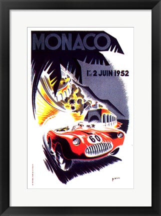 Framed Monaco, 1952 by B. Minne | 19 3/4 x 13 7/8