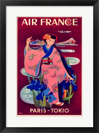 Framed Air France by Yasse Tabuchi | 20 1/2 x 14 1/2
