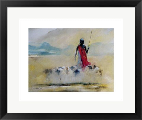 Framed Suswa Sheep by Frances Simpson | 15.7 x 19.7