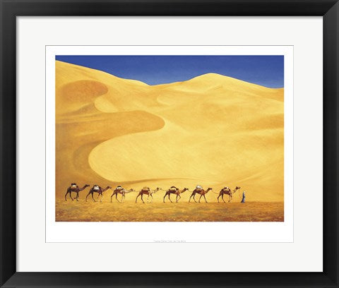 Framed Tuareg Camel Train by Tilly Willis | 15.7 x 19.7