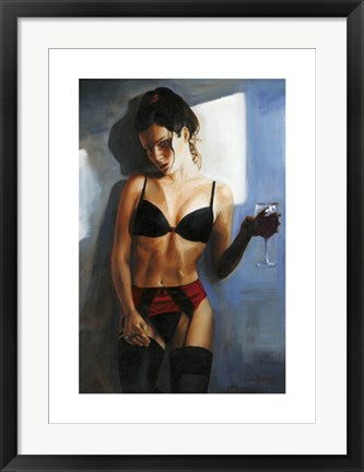 Framed Red Ribbon III by Carl BouMansour | 27.6 x 19.7