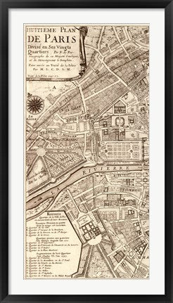 Framed Art Plan de la Ville de Paris, 1715 (L) by Nicolas De Fer Wall Decor 18x24 Artwork