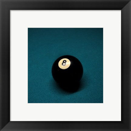 Framed Art 8 Ball on Blue by Jim Rush Wall Decor 18x24 Artwork