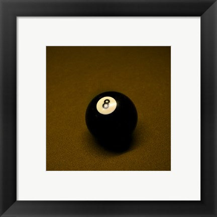 Framed Art 8 Ball on Brown by Jim Rush Wall Decor 18x24 Artwork