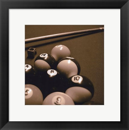 Framed Art Pool Table II - Sepia by Jim Rush Wall Decor 18x24 Artwork