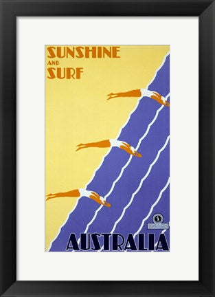 Framed Art Australia - Sunshine and Surf Wall Decor 18x24 Artwork