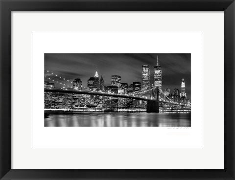 Framed Art Brooklyn Bidge, Night by Viktor Balkind | 13 x 19