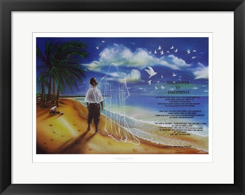 Framed The Answer to Footprints by Batteryman | 14 x 20