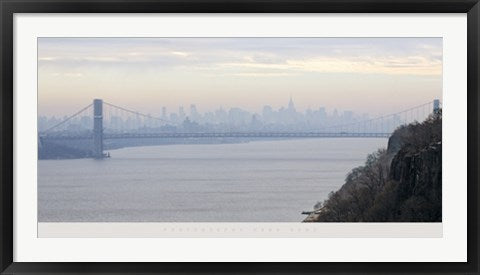 Framed George Washington Bridge at Dawn by Hank Gans | 19 3/4 x 39 1/2 Art...