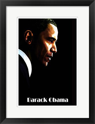 Framed Barack Obama by H. Abavista | 19 x 13