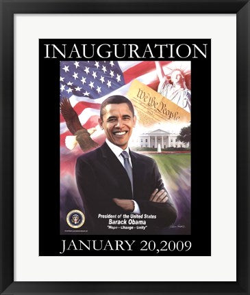 Framed Obama Inauguration: Hope, Change, Unity by Wishum Gregory