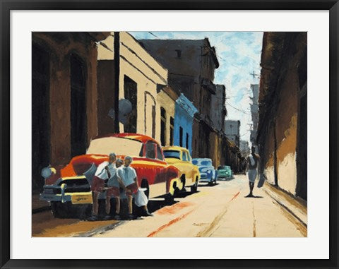 Framed Cuban Street Scene by Samuel Toranzo | 23 1/2 x 31 1/2