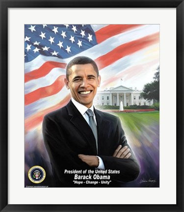 Framed President Barck Obama by Wishum Gregory | 24 x 20
