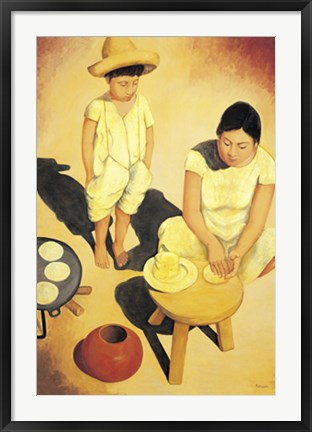 Framed Tortilla Woman by Frank Kessel | 36 x 24