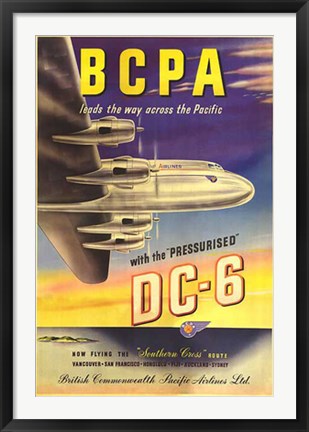 Framed BCPS DC-6 Airliner 36 x 24