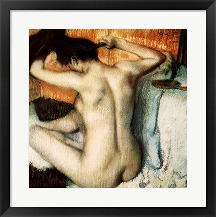 Framed Art Woman Combing her Hair by Edgar Degas Wall Decor 18x24 Artwork