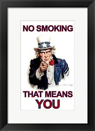 Framed Art NO Smoking - That Means YOU Wall Decor 18x24 Artwork